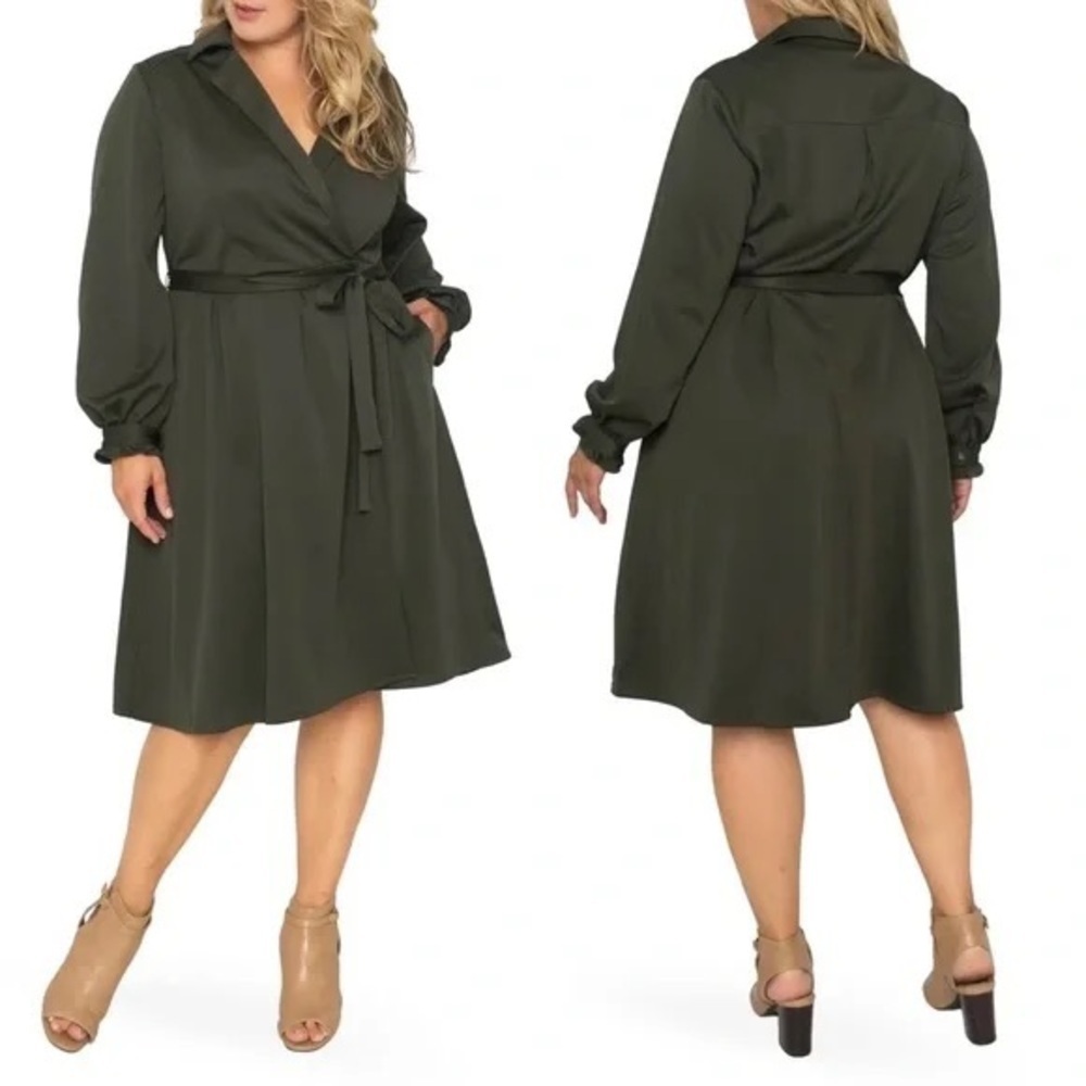 NWT Standards & Practices Dark Olive Utility Shirtdress 3X